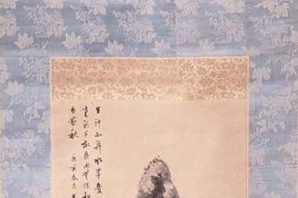 紙本墨画米点山水図　岡田半江筆