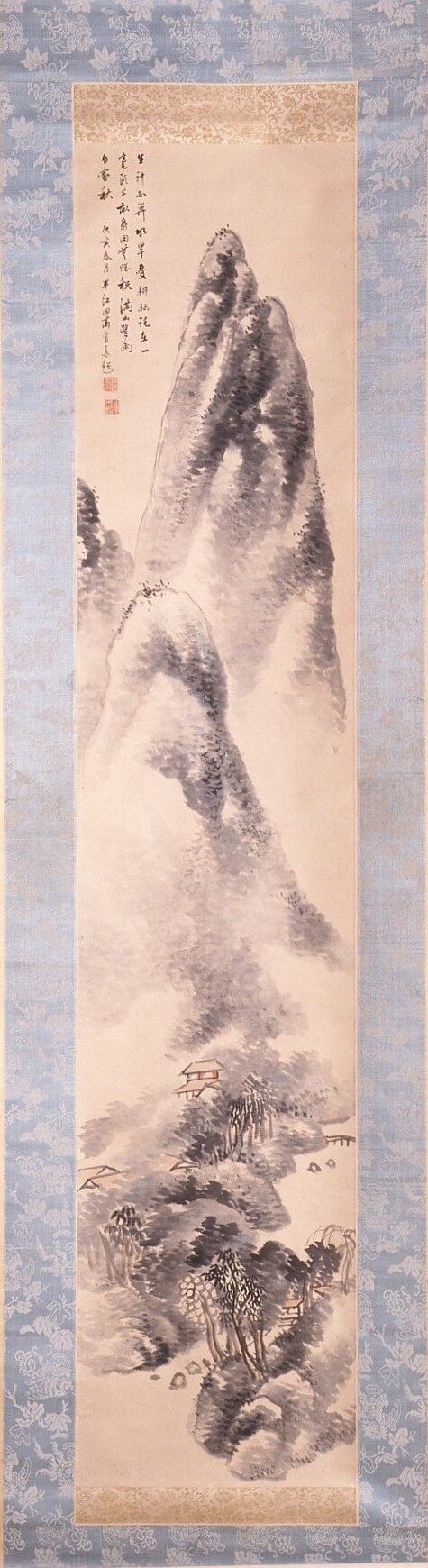 紙本墨画米点山水図　岡田半江筆