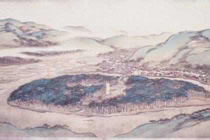 絹本著色熊野舟行図　谷文晁筆