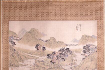 紙本淡彩浅絳山水図　田能村竹田筆