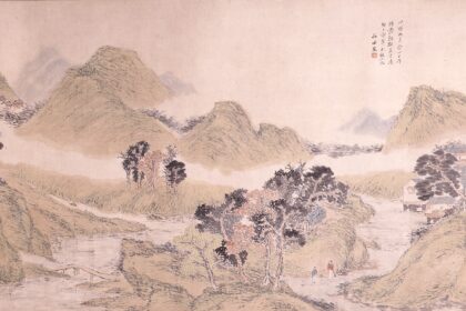 紙本淡彩浅絳山水図　田能村竹田筆