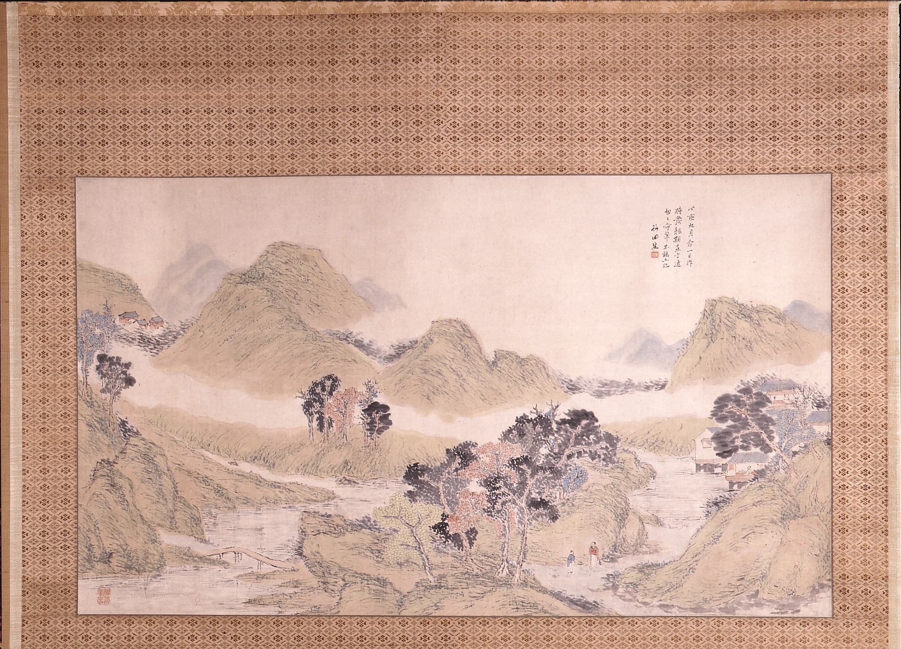 紙本淡彩浅絳山水図　田能村竹田筆